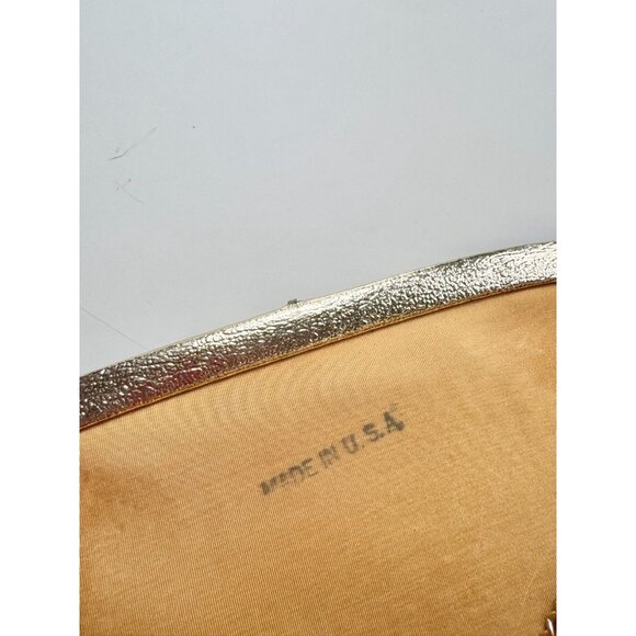 Vintage CINDERELLA Gold Lame Kiss Lock Evening Purse Clutch Bag - Picture 9 of 10